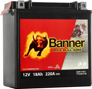 BANNER 51822 Bike Bull YTX20CH-BS 12V 18Ah 220A motobaterie