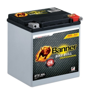 BANNER BIKE BULL AGM PRO 53001, ETX 30L, 12V 26Ah 400A = YIX30L motobaterie