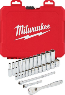 MILWAUKEE 28-DÍLNÁ SADA NÁSTRČNÝCH KLÍČŮ S RÁČNOU - 4932464943