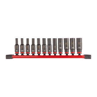 MILWAUKEE Sada průmyslových hlavic Shockwave 1/4" dlouhé ořechy 12ks - 4932480453