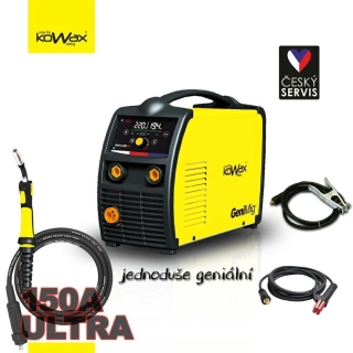 KOWAX GeniMig 220LCD, Svářecí invertor MIG/MAG/MMA, hořák 4m ULTRA 150A, kabely 3m