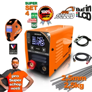 PANTERMAX MMA195LCD invertorová svářečka MMA/TIG SET 4 + KUKLA + ELEKTRODY