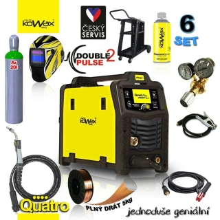 KOWAX GeniMig 240DP LCD MIG/MAG/LiftTIG/MMA SET 6Q + SAMOSTMÍVACÍ KUKLA + LAHEV AR 20L + VENTIL + VOZÍK + DRÁT + HOŘÁK QUATRO