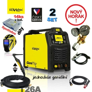 KOWAX GeniTig 220AC/DC LCD SET2 Svařovací invertor, set 02 + SAMOSTMÍVACÍ KUKLA + VENTIL