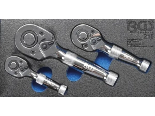 BGS 215 Přepínací mini ráčny 1/4", 3/8", 1/2", sada 3 ks