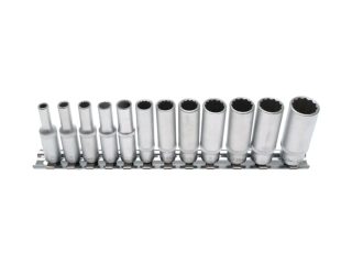 BGS 2757 Nástrčné hlavice 1/4", palcové 5/32" - 9/16", 12hranné, prodloužené, sada 12 ks