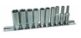 ASTA 542SET10-6 Nástrčné hlavice 6hranné 1/4", 4 - 13 mm, sada 10 kusů na liště