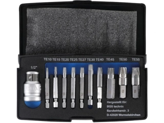 BGS 9170 Bity 1/4" a 3/8" pro poškozené šrouby TORX T10-T55, sada 11 dílů