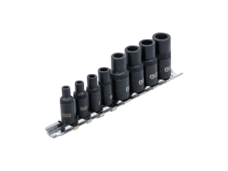 BGS 9771 Nástrčné hlavice 1/4" a 3/8", pro upnutí závitníků, magnetické, 8 ks na liště