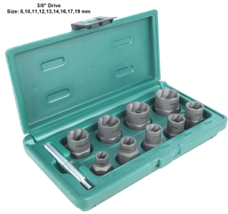 JONNESWAY AN040080 Sada hlavic na poškozené šrouby 8-19 mm, 3/8", s vyrážečem