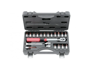 QUATROS QS59001 Momentový klíč 1/4", 5-25 Nm, přesný 3%, se zástrčnými hlavicemi, 21 ks