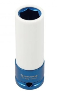 QUATROS QS90817 Nástrčná hlavice pro rázové utahováky, 1/2", 17 mm, s krytkou na ALU