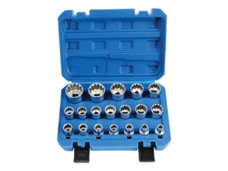 SATRA S-19GL12 Nástrčné hlavice multiprofilové Gear Lock 1/2" 12-hranné, sada 19 ks