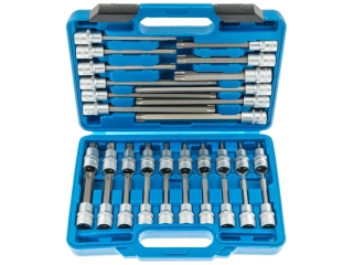 SATRA S-ST3212 Zástrčné hlavice TORX 1/2", standardní, prodloužené a extra dlouhé, T20-T70, 32 ks