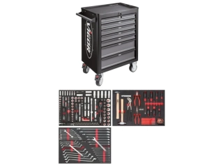 VIGOR V4219 Dílenský vozík vybavený, 248 ks nářadí, 7 zásuvek