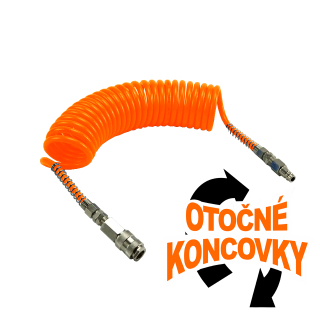 PANTERMAX Airflow pneu spirálová PU hadice 10m, 6,5x10mm, 15 bar, otočné rychlospojky - PMAFSH6,5-10