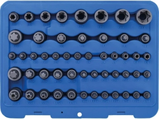 BGS 9839 Nástrčné a zástrčné hlavice TORX 1/4", 3/8" a 1/2", sada 52 dílů