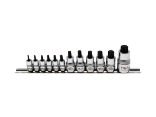 BGS 5098 Zástrčné hlavice TORX 1/4", 3/8" a 1/2", T8- T60, extra krátké, sada 12 dílů