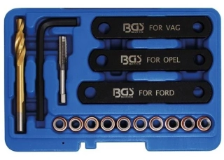 BGS 148 Sada pro opravu závitů brzd M9 x 1,25 mm. 16 dílů v kazetě