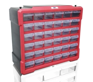 MAGG 120296 Skříňka plastová na šroubky 36 šuplíků, 330x380x160 mm