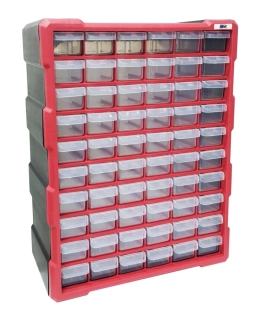 MAGG 120298 Skříňka plastová na šroubky, organizér 60 šuplíků, 470x380x160 mm