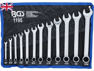 BGS 1195 Klíče očkoploché palcové, velikosti 1/4” až 15/16”, sada 12 ks