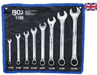 BGS 1199 Očkoploché palcové klíče Whitworth, velikosti 1/8” až 9/16”, sada 8 ks