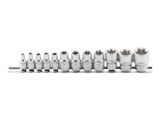 BGS 2038 Hlavice 1/4” a 3/8” nástrčné, vnější E-TORX, vel. E4-E20, sada 12 ks