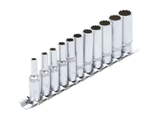 BGS 5251 Hlavice 1/4" nástrčné prodloužené 12hranné, velikosti 4-13 mm, sada 11 ks