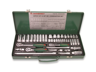 JONNESWAY S04H52345S Gola sada 1/4" a 3/8", 6-hranné hlavice, 45 kusů