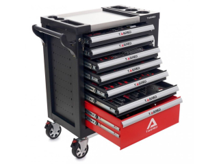 TAGRED TA217 Dílenská montážní vozík vybavený, 298 ks nářadí, 7 zásuvek