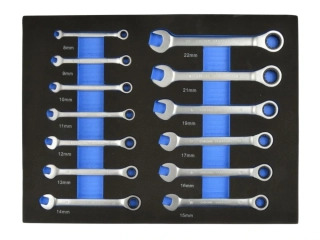 GEKO G10833C Pěnový modul, 52x38 cm - očkové ráčnové klíče 8-22 mm, 13 ks