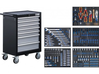 BGS 6060 Dílenský vozík, pojízdný, 7 zásuvek. Vybavený 246 ks nářadí