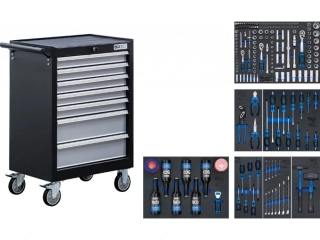 BGS 6069 Dílenský vozík, pojízdný, 7 zásuvek. Vybavený 227 ks nářadí
