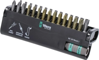 WERA 057433 Torzní bity Bit-Check 30 Wood 1 s držákem 887/4 RR (Sada 30 dílů)