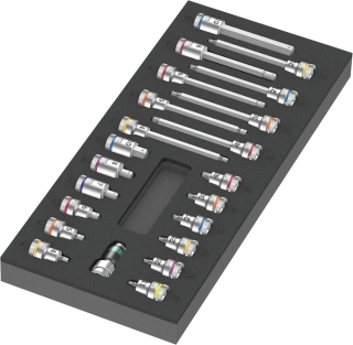 Wera 150113 Bitové hlavice Zyklop B 3/8" typ 9723 v pěnové vložce Set 1 (Sada 22 dílů)