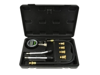 GEKO G02509 Kompresiometr - tester komprese pro benzínové motory, LCD displej, 0-14 bar, 8 ks