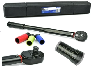 GEKO G10068 Momentový klíč 1/2", 28-210 Nm, s ALU nástrčnými hlavicemi