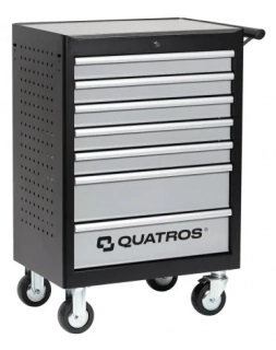 QUATROS QS17073 Dílenský vozík, nevybavený, 7 zásuvek, deska z nerezové oceli