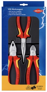 Knipex 00 20 12 Kleště elektrikářské VDE 1000 V, štípací, podávací a kombinované, 3 ks