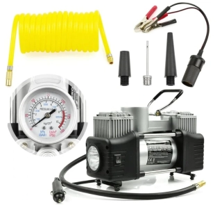 GEKO G01265 Dvoupístový kompresor do auta 10 bar, 12V, s LED svítilnou a příslušenstvím