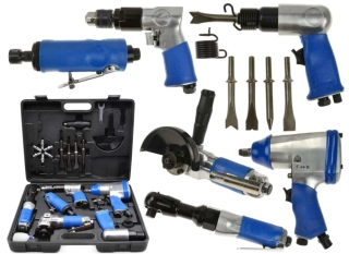 GEKO G03178 Pneumatické nářadí - rázový utahovák, bruska, ráčnový utahovák, vrtačka, sekáč