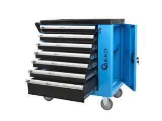 GEKO G10833 Dílenský montážní vozík vybavený, 243 ks nářadí, 7 zásuvek a skříňka