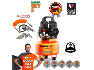 PANTERMAX®AirFlow® 10 SILENT SET 2 tichý bezolejový kompresor + 3-dílná sada příslušenství