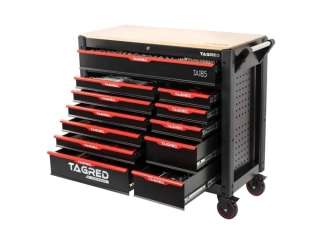 TAGRED TA185 Dílenský vozík, vybavený, dřevěná deska, 12 zásuvek, sada nářadí 479 ks