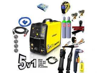 KOWAX GeniWeld 5v1 200 SET 3 Svařovací invertor MIG/PLASMA/ACTIG/DCTIG/MMA + 2x LAHEV SMĚS 20l / AR 20l + VENTILY + KUKLA