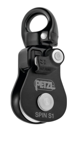 PETZL SPIN S1 jednostranná kladka s otočným závěsem (swivelem) ČERNÁ