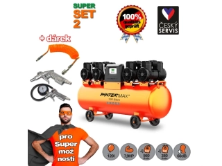 PANTERMAX®AirFlow® 120 SILENT SET2 bezolejový tichý kompresor 5,8kW + 3-dílná pneu sada