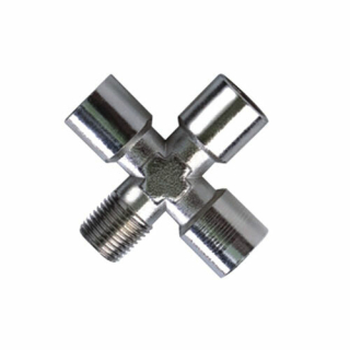 A046-14 X-šroubení poniklováno vnitřní závit 3x 1/4" + 1x R1/4" vnější