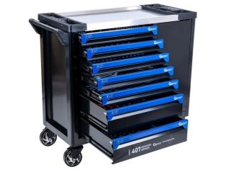 GEKO G10835 Dílenský vozík s nářadím – 7 zásuvek + velká boční skříňka, 407 kusů